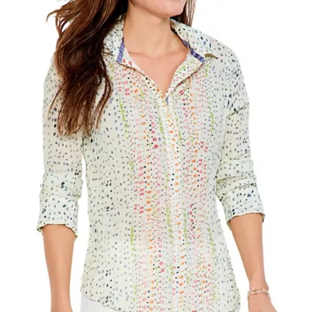 NWT NIC + ZOE Yellow Dotty Crinkle Top Small
